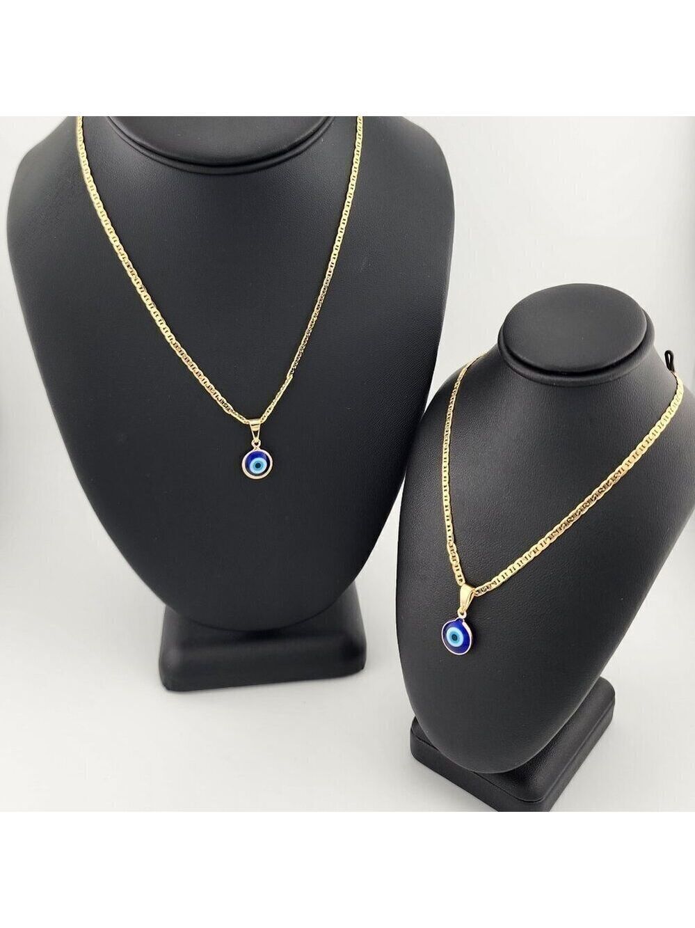 Brand New Brazilian 18k Gold Filled Blue Evil Eye Necklace